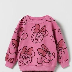 Zara Disney Kids Pink Minnie Mouse Sweatshirt Size 2-3